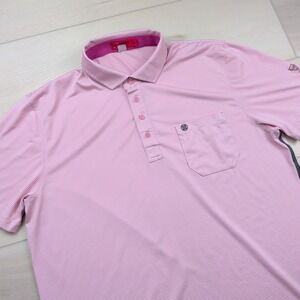 G/FORE Mens Pink White Striped Golf Polo Shirt XL Short Sleeve G4MS19K01